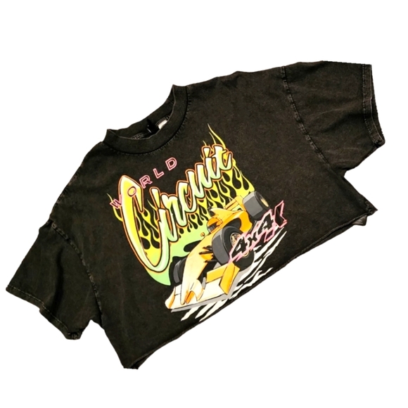 🔖Final Sale! Divided H&M Vintage Retro Cropped Acid Wash Cropped Graphic Tee - Picture 2 of 12